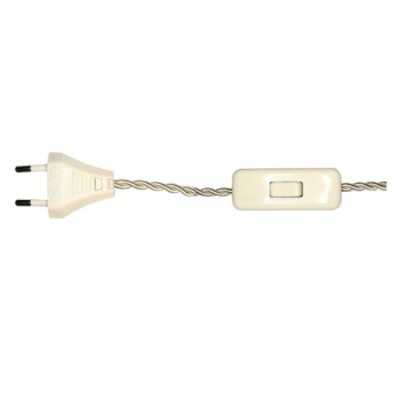 Conexión trenzada seda beige 200cm interruptor y clavija