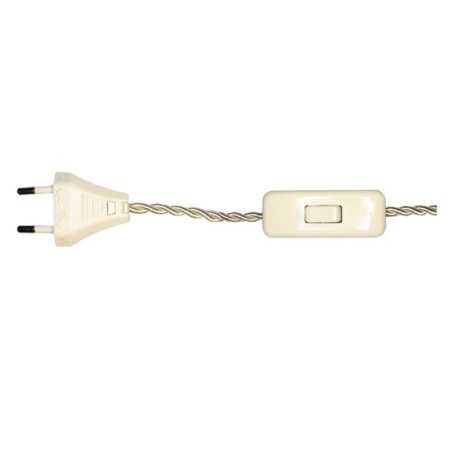 Conexión trenzada seda beige 200cm interruptor y clavija