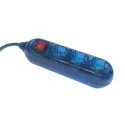Toma múltiple corriente 3 enchufes con cable color azul
