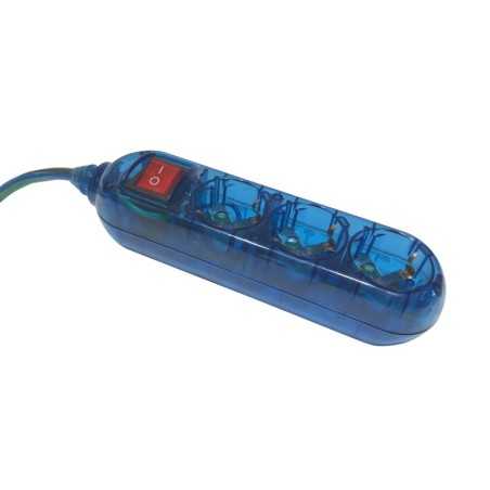 Toma múltiple corriente 3 enchufes con cable color azul